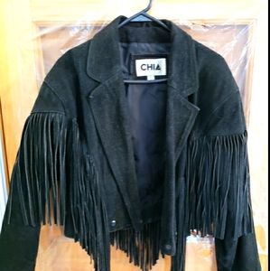 100% leather jacket with fringe